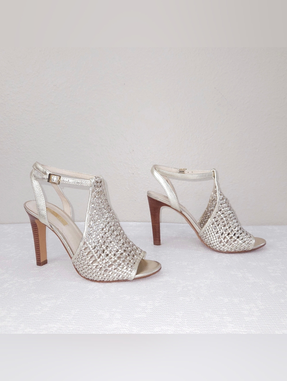 Louise et Cie Halia Metallic Woven Leather Sandal Pumps US 8